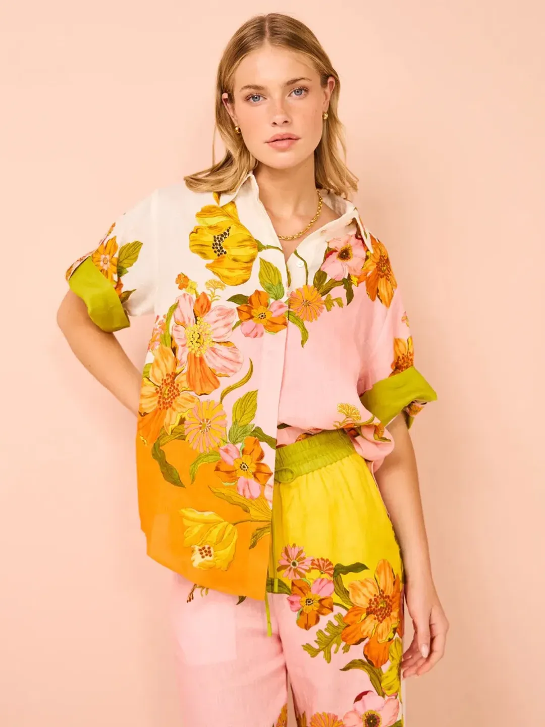 ALEMAIS Silas Shirt & Pant Set Floral Multi Size 10 for rent on The Volte - main image