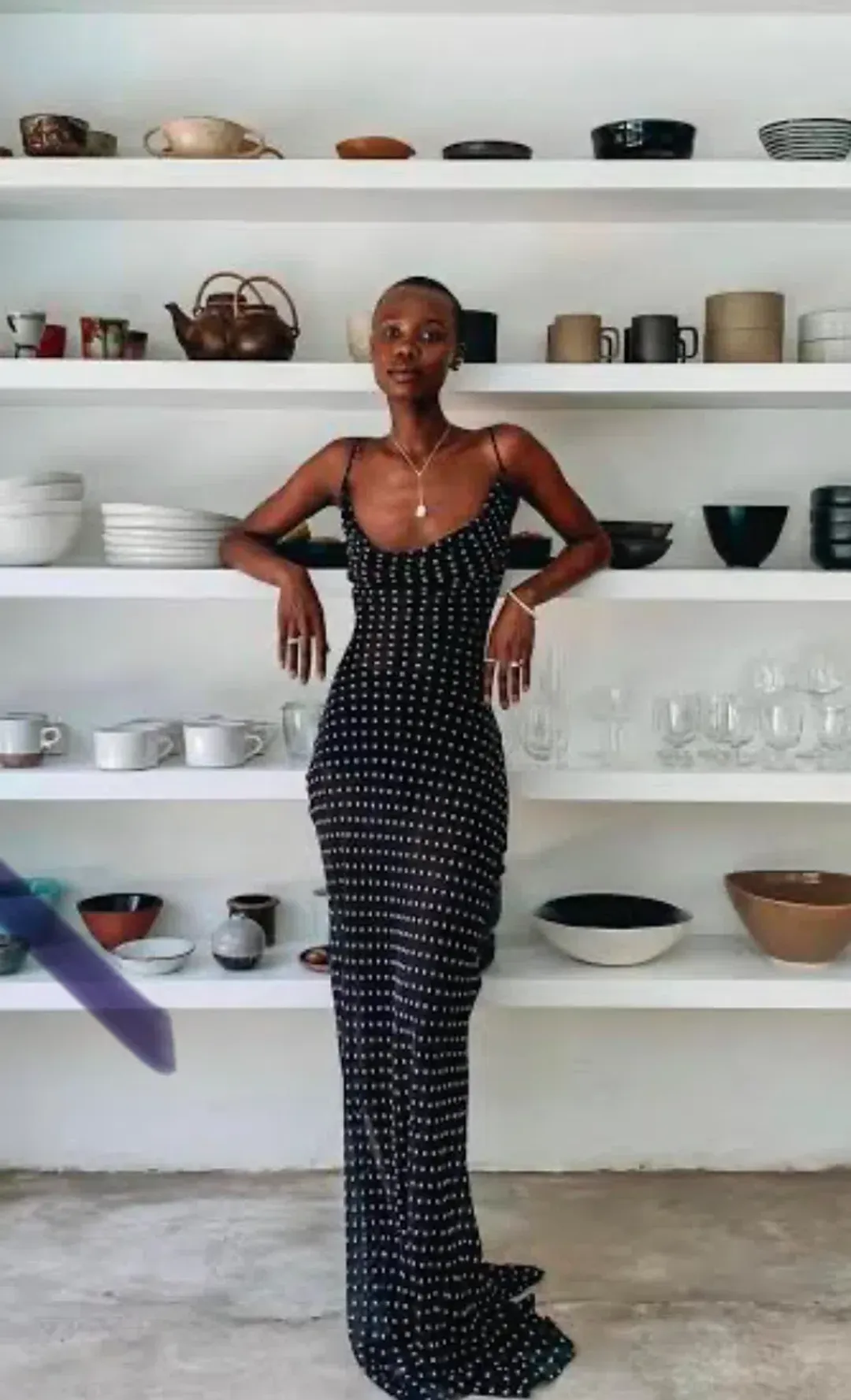 Rat & Boa Giselle Polka Dot Sheet Maxi Dress Black Size Xxs / Size 6 for rent on The Volte - main image