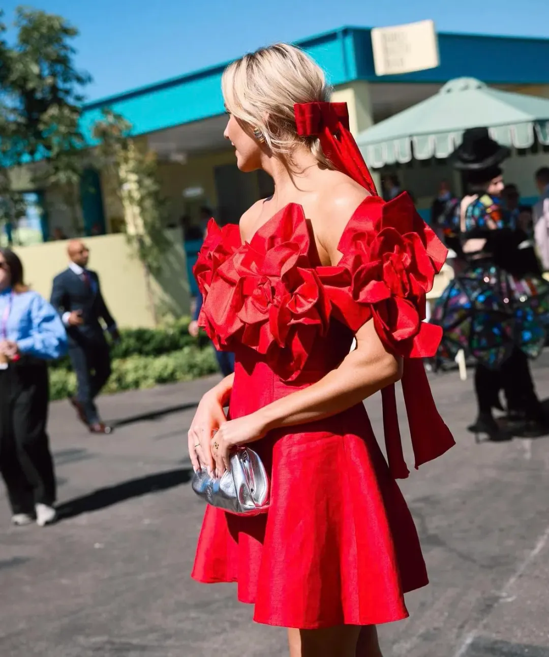 Aje Etta Mini Dress Red Size 6 for rent on The Volte - main image