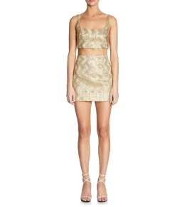 Manning Cartell No Filter Set Crop Top and Mini Skirt Set Gold Size AU 6 for rent on The Volte - image 1