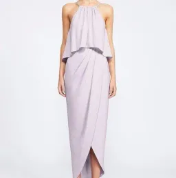 Shona Joy Core Frill High Neck Draped Maxi Lilac Size 6 for rent on The Volte - image 1