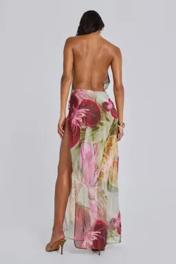 Jaded London Dahlia Hand Beaded Backless Chiffon Maxi Dress Floral Size 8 for rent on The Volte - image 2