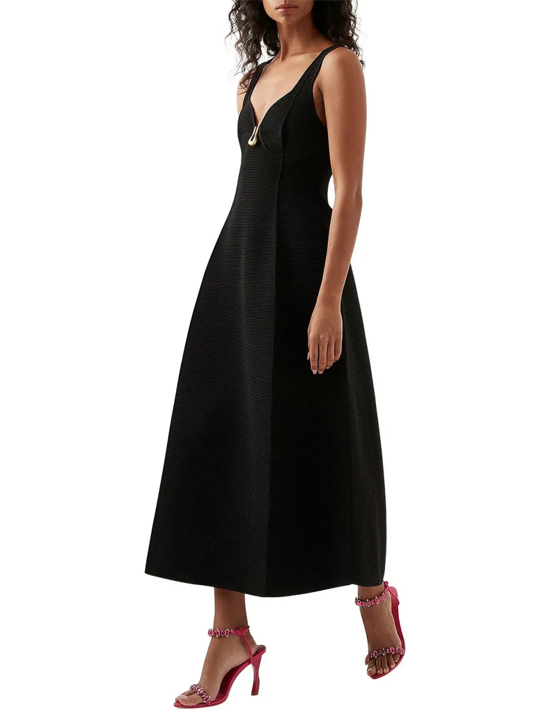 Aje Sylvette Marisole Knit Midi Dress Black Size S / AU 8 for rent on The Volte - main image