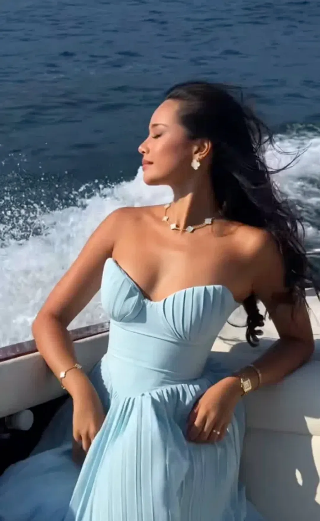 House of CB Marcella Pleated Maxi Dress Ocean Blue Size M / AU 10 for rent on The Volte - main image