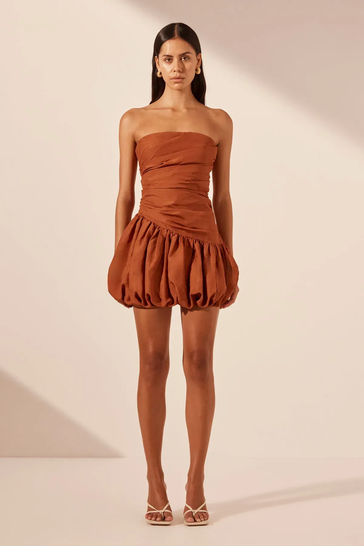 Shona Joy Celeste Strapless Bubble Mini Dress Rust Size 8 - Image 1