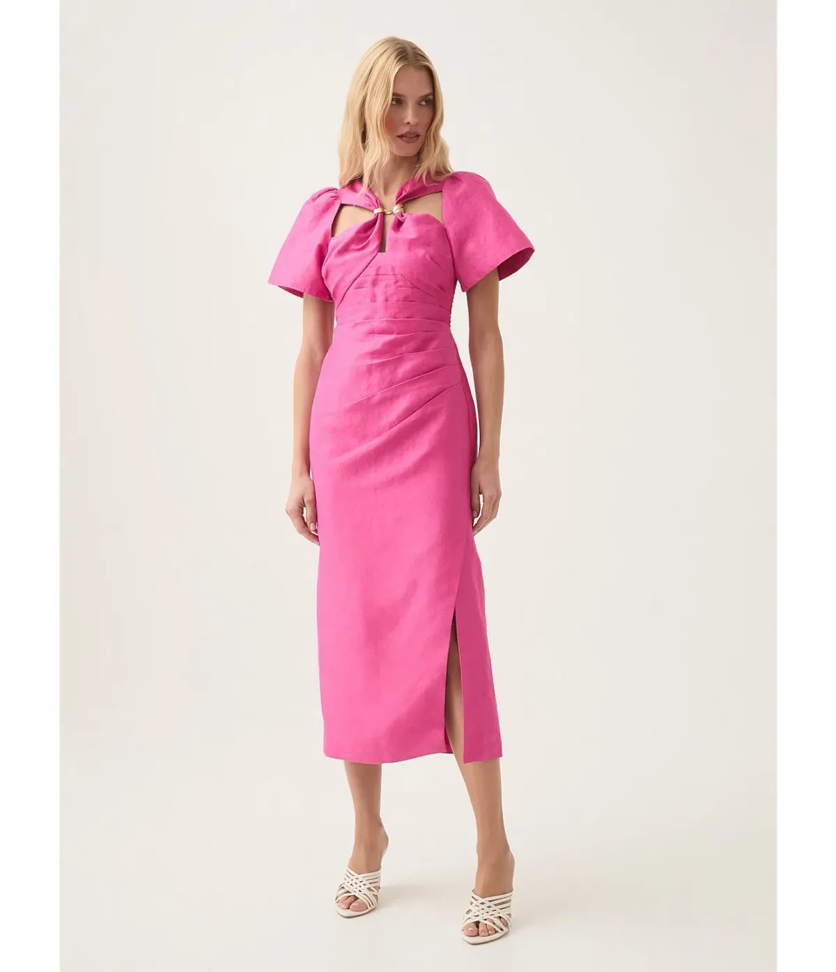Aje Presence Twisted Midi Dress Fuchsia Rose Size 12 - Image 1