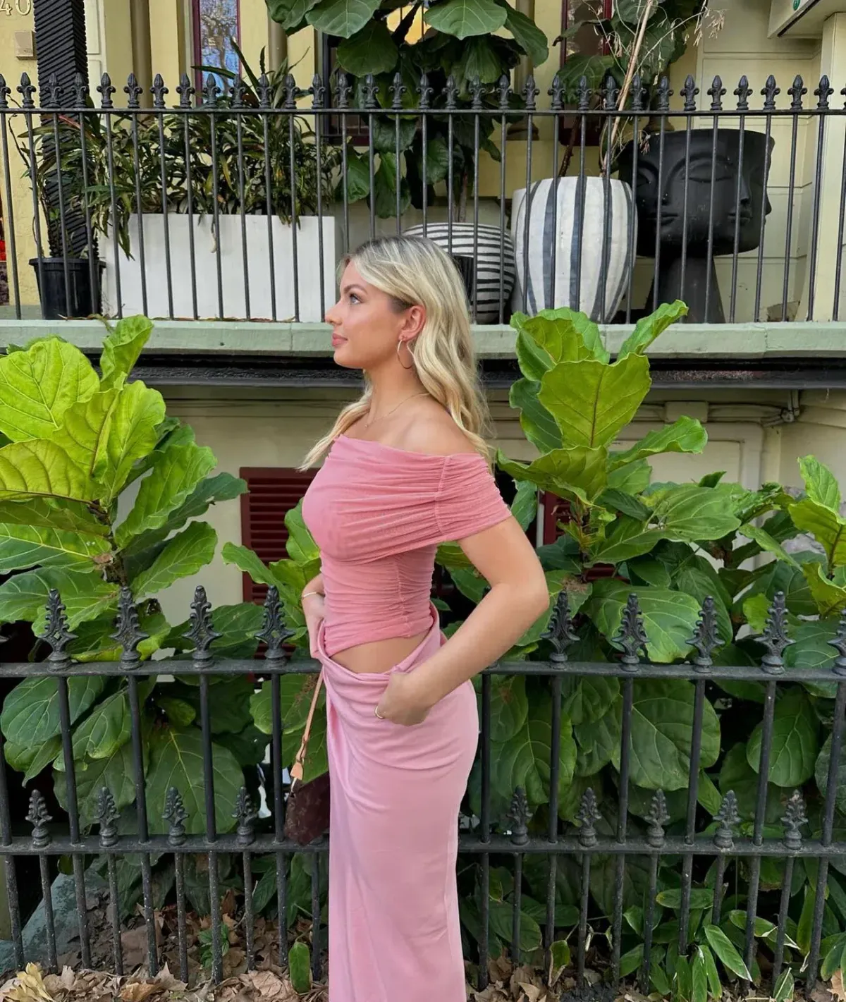 Benni Nico Off Shoulder Maxi Dress Candy Pink Size XS / AU 6 - Image 3