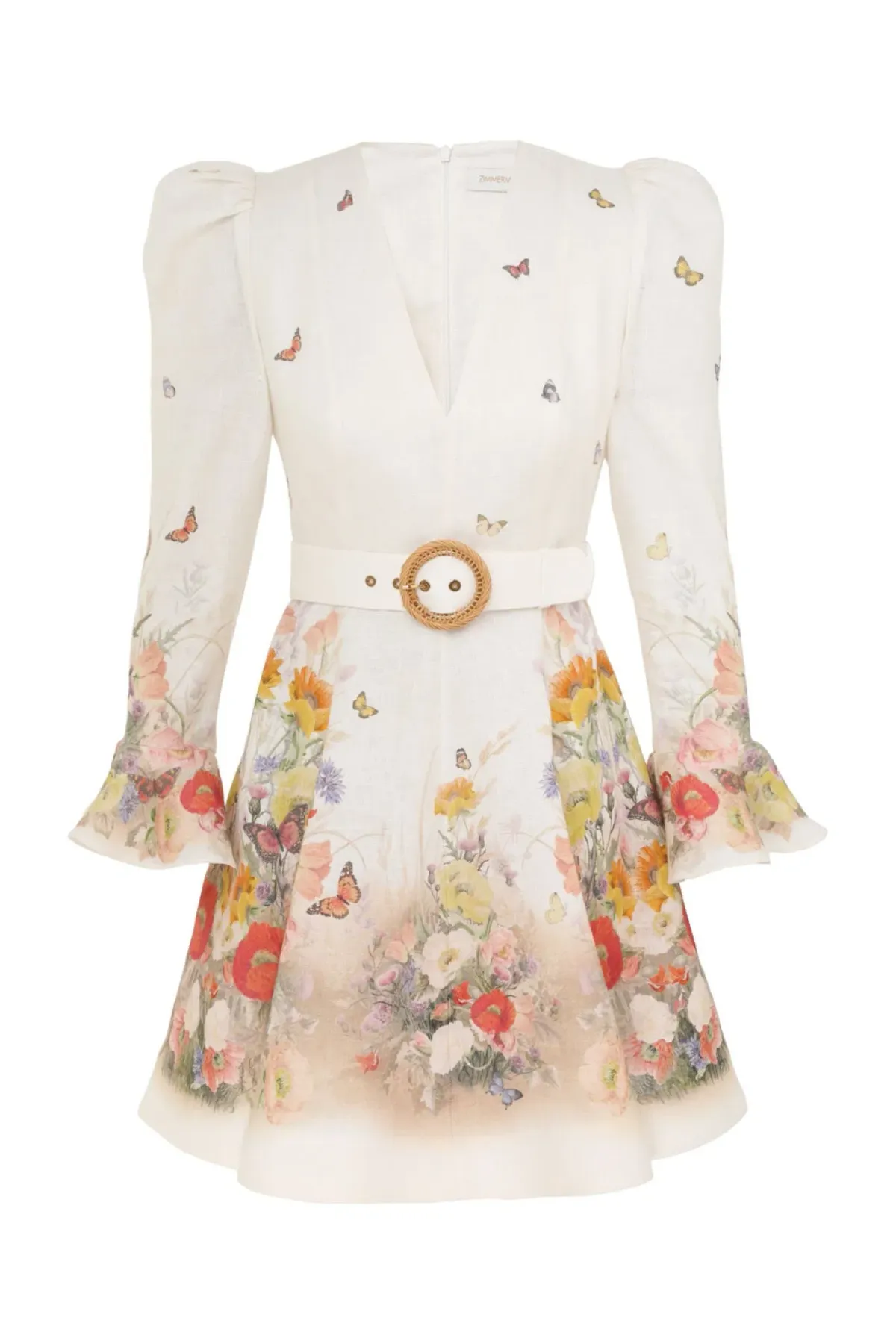 Zimmermann Tranquility Mini Dress Red Butterflies Size 2 (12) - Image 3