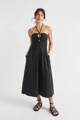 Seed Heritage Tailored Halter Midi Dress Black Size 6 for rent on The Volte - image 1