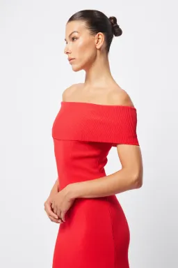 Mossman Monaco Off Shoulder Dress Red Size AU 10 for rent on The Volte - image 2