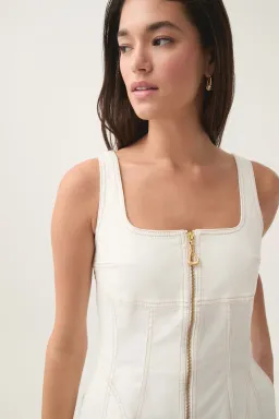 Aje Emilie Denim Mini Dress White Size AU Size AU 8 for rent on The Volte - image 3