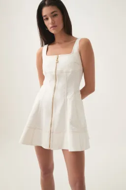 Aje Emilie Denim Mini Dress White Size AU Size AU 8 for rent on The Volte - image 2