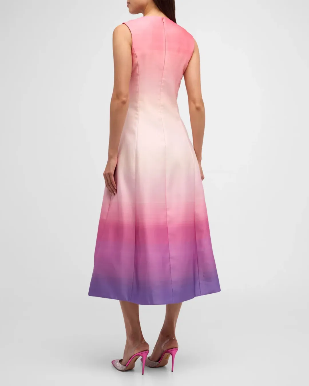Leo Lin Cleo Sleeveless Midi Dress Ombre Coral Size 8 for rent on The Volte - main image