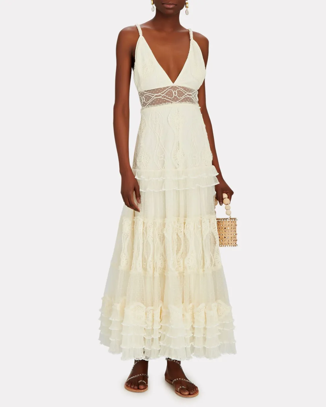 Alexis Arabella Embroidered Lace Maxi Dress Ivory Size 8 for rent on The Volte - main image