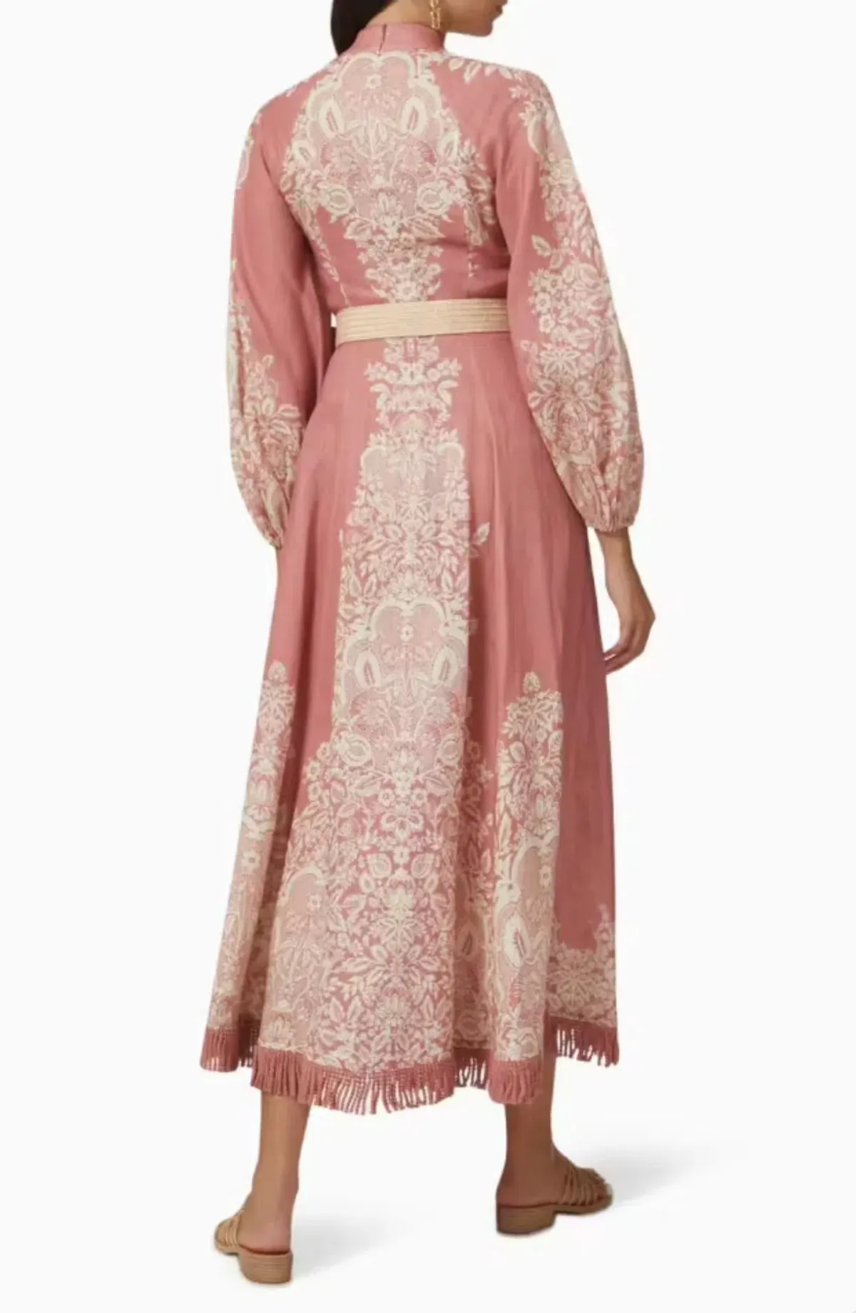 Zimmermann Pattie Fringed Midi Dress Pink Size 0/Au 8 - Image 2