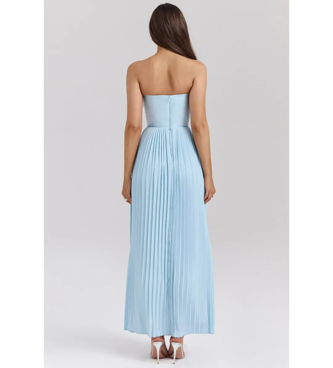 House of CB Marcella Pleated Maxi Dress Ocean Blue Size M/ AU 10 for rent on The Volte - main image