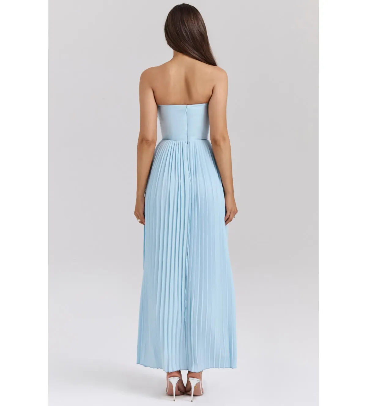 House of CB Marcella Pleated Maxi Dress Ocean Blue Size M/ AU 10 - Image 3