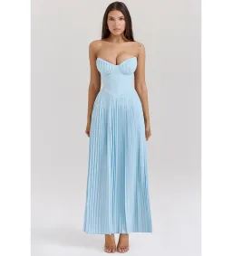 House of CB Marcella Pleated Maxi Dress Ocean Blue Size M/ AU 10 for rent on The Volte - image 2