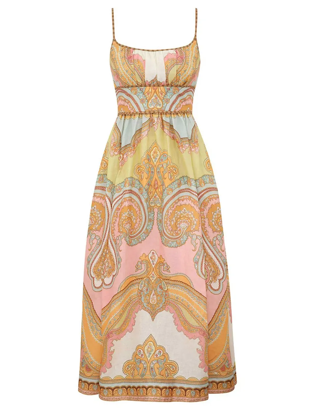 Zimmermann Maxine Picnic Midi Dress Gold Paisley Size 1 / AU 10 for rent on The Volte - main image