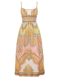 Zimmermann Maxine Picnic Midi Dress Gold Paisley Size 1 / AU 10 for rent on The Volte - image 3