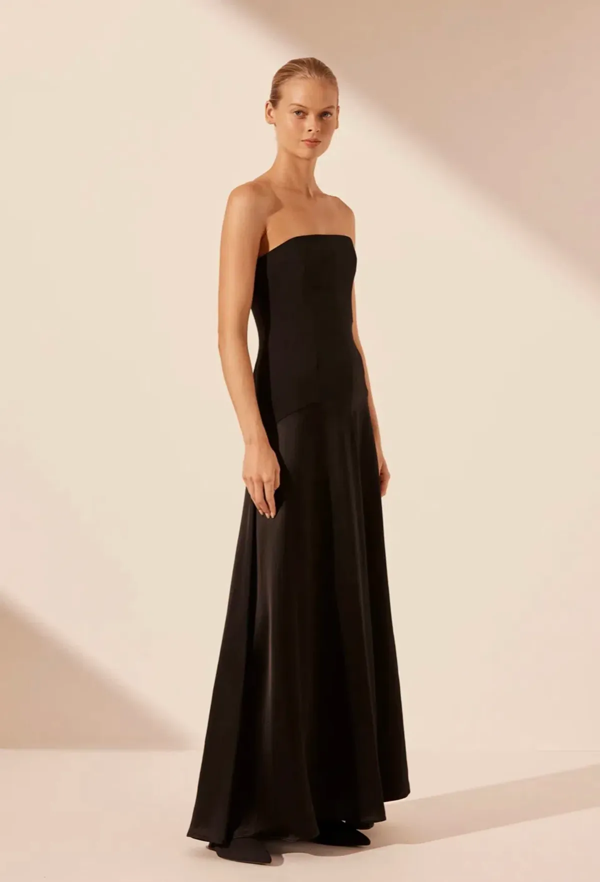 Shona Joy Adri Strapless Panelled Maxi Dress in Black Size 12 - Image 2