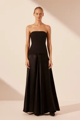 Shona Joy Adri Strapless Panelled Maxi Dress in Black Size 12 for rent on The Volte - image 1