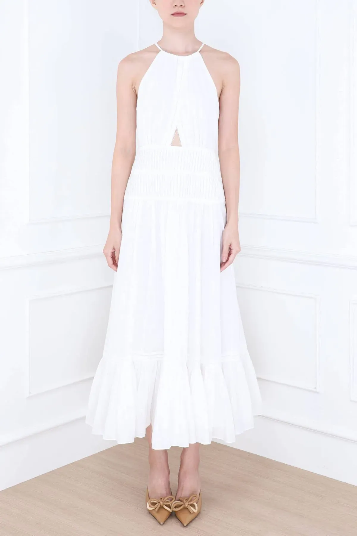 Aje Renata Eyelash Midi Dress Ivory Size 8 - Image 4