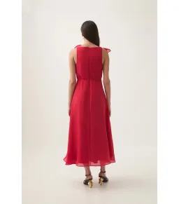 Aje Genesis Midi Dress Scarlet Red Size AU 10 for rent on The Volte - image 2
