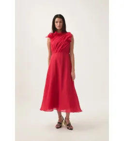 Aje Genesis Midi Dress Scarlet Red Size AU 10 for rent on The Volte - image 1