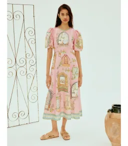 Alemais Monte Midi Dress Pink Size AU 10 for rent on The Volte - image 1