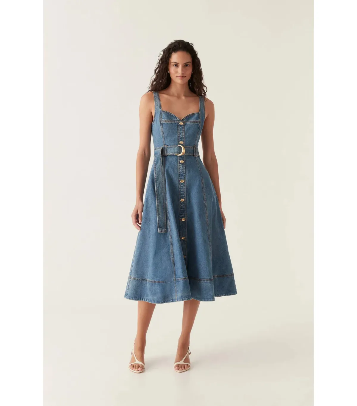 Aje Clay Denim Midi Dress in 90's Wash Size AU 10 - Image 1