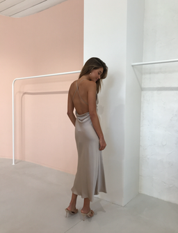 Bec & Bridge Pearl Bay Backless Midi Dress Champagne/Nude Size 12 for rent on The Volte - image 2