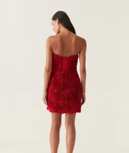 Aje Gazer Rosette Mini Dress Scarlet Red Size 6 for rent on The Volte - image 2