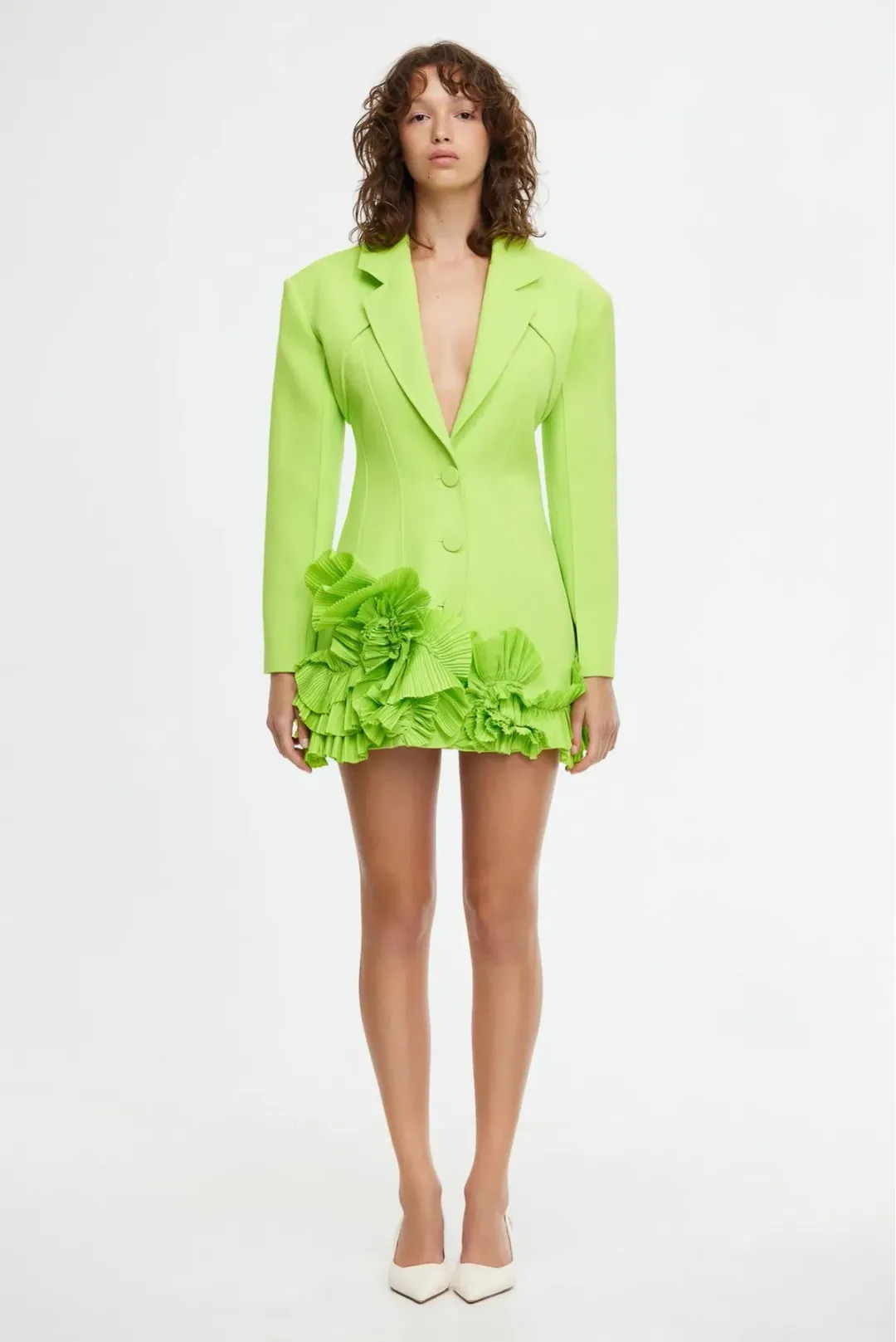 Acler Hampstead Blazer Mini Dress in French Lime Size 8 for rent on The Volte - main image