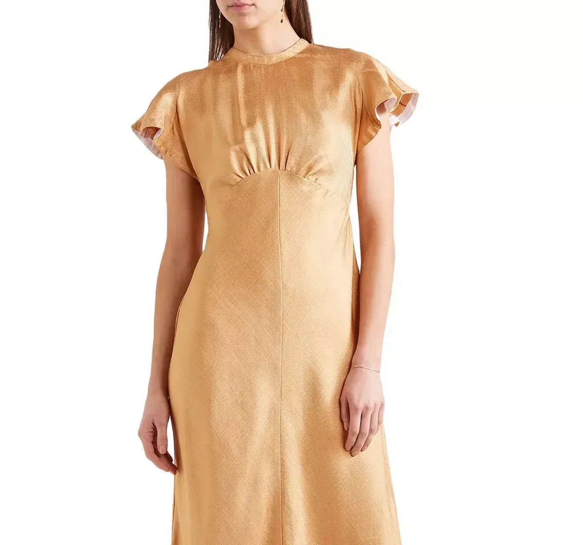 Zimmerman Frill Sleeve Maxi Dress Gold Size 10 - Image 1