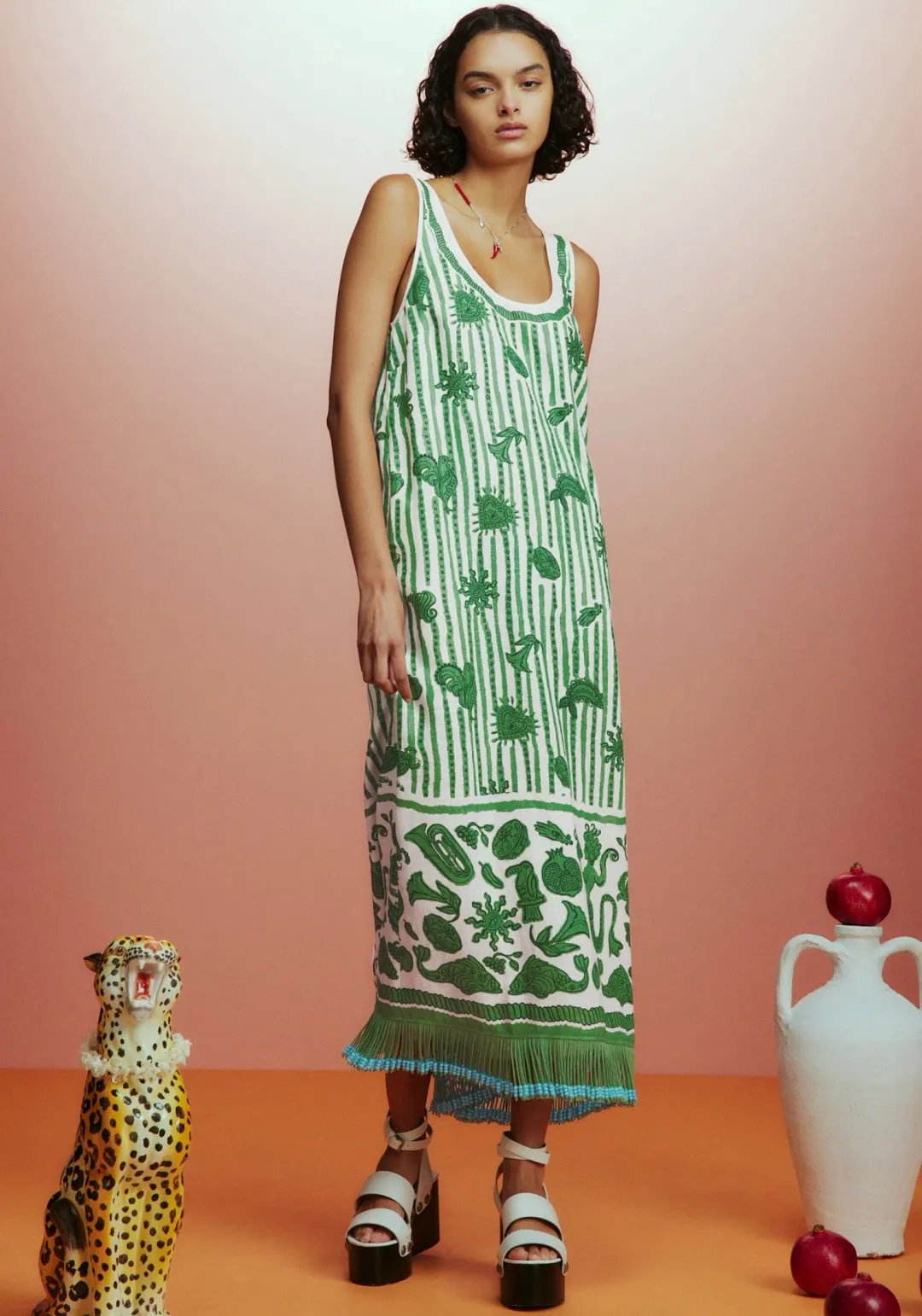 Alemais Lula Sleeveless Midi Dress Green Print Size 8 for rent on The Volte - main image