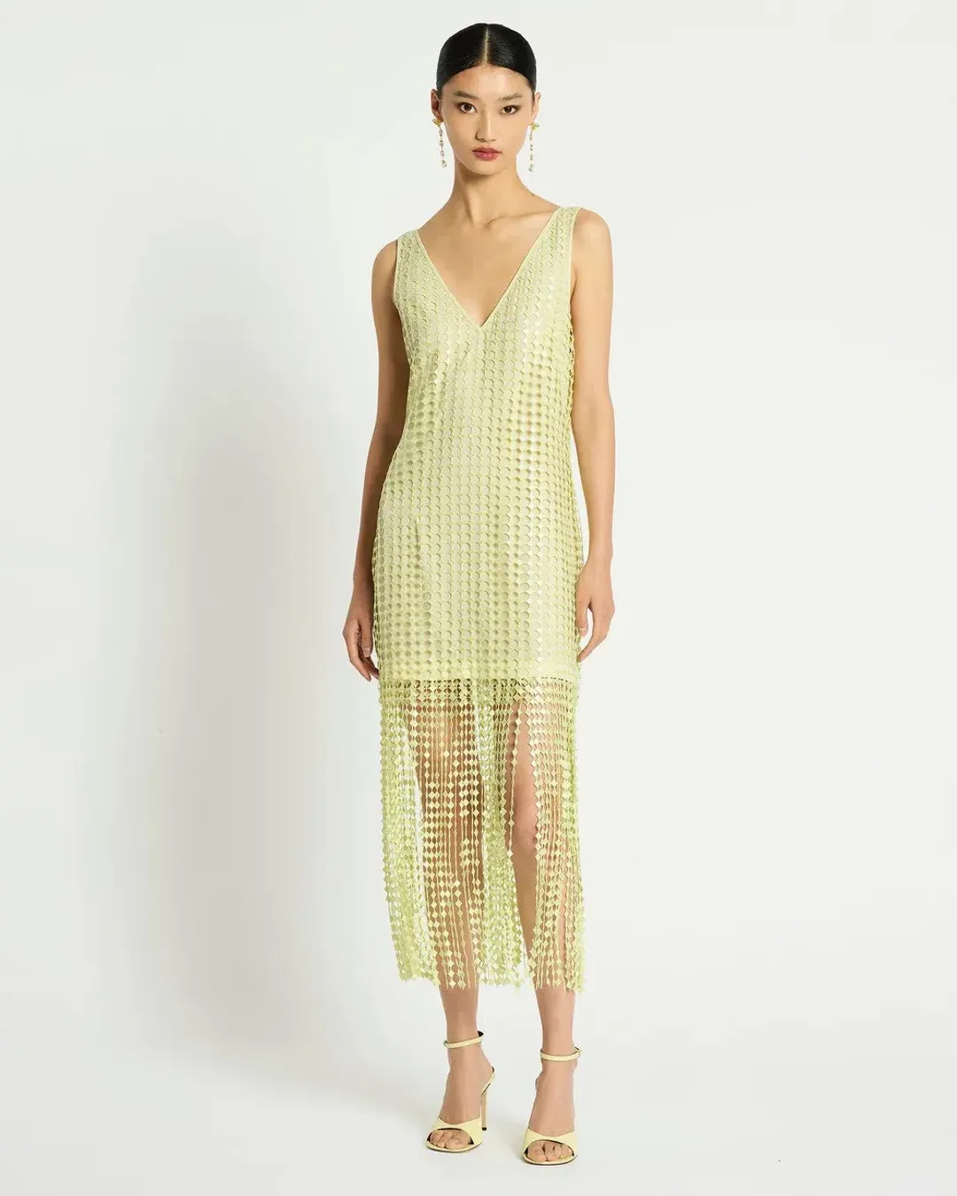 Sass & Bide Pinnacle Lace Midi Dress Lime Size 10 for rent on The Volte - main image