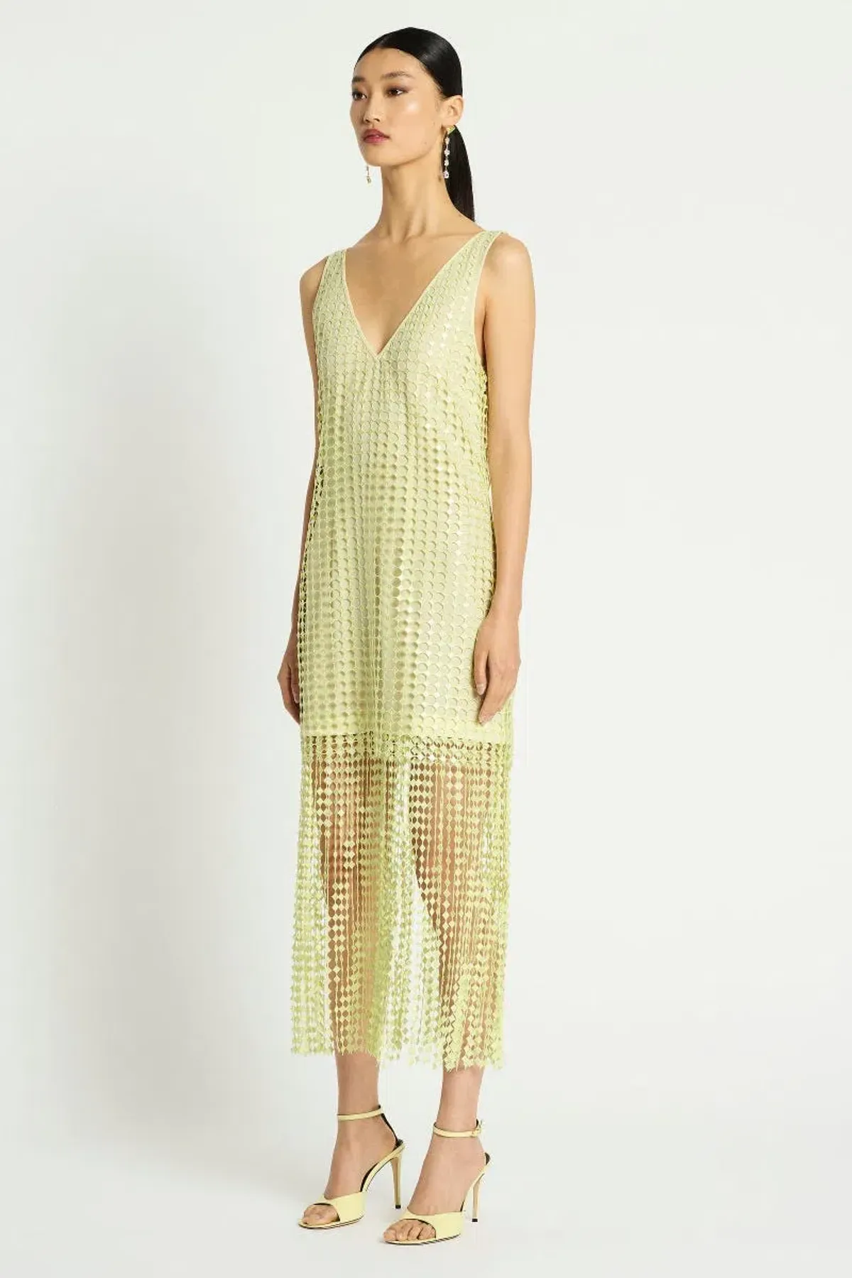 Sass & Bide Pinnacle Lace Midi Dress Lime Size 10 - Image 4