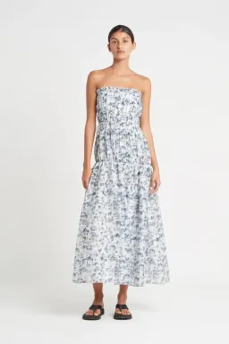 Sir the Label Dimitri Printed Cotton Silk Strapless Midi Dress Print Size XS / AU 6 for rent on The Volte - image 1