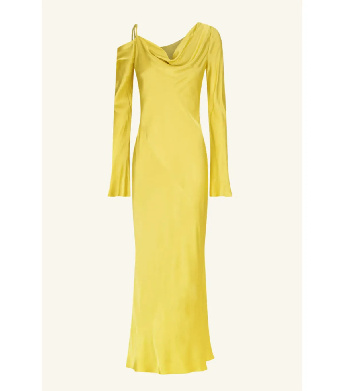 Shona Joy Sofia Asymmetrical Long Sleeve Maxi Dress Lime Size AU 8 - Image 6