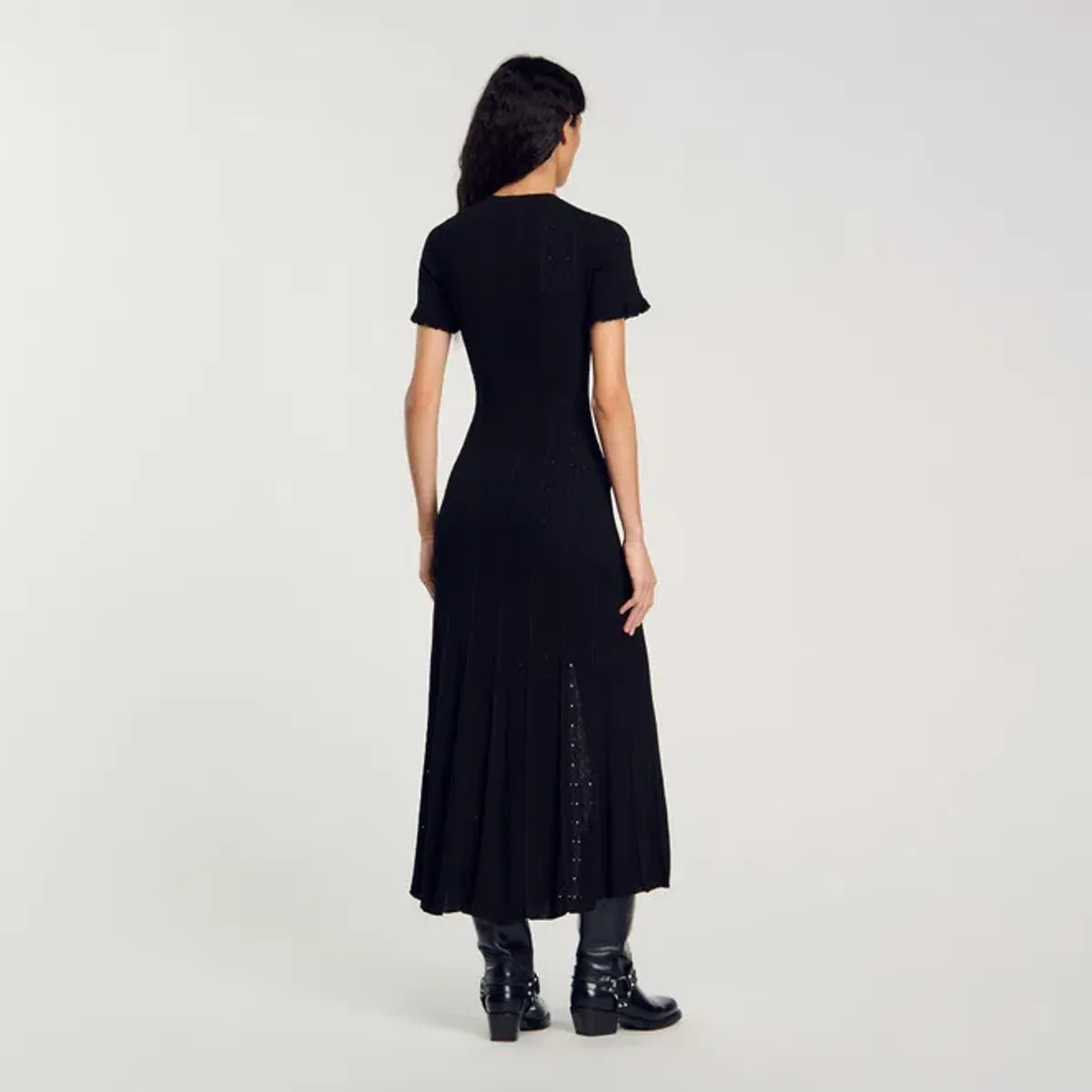 Sandro Short Sleeve Maxi Dress Black Size AU 8 - Image 2