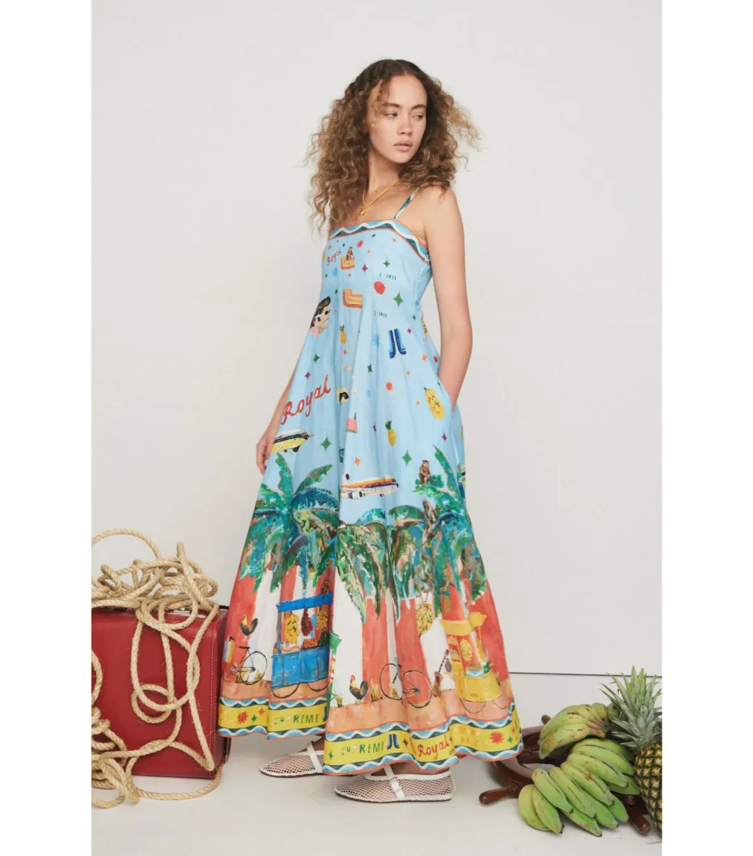 Alemais All Aboard Dress Blue Print Size AU 10 for rent on The Volte - main image