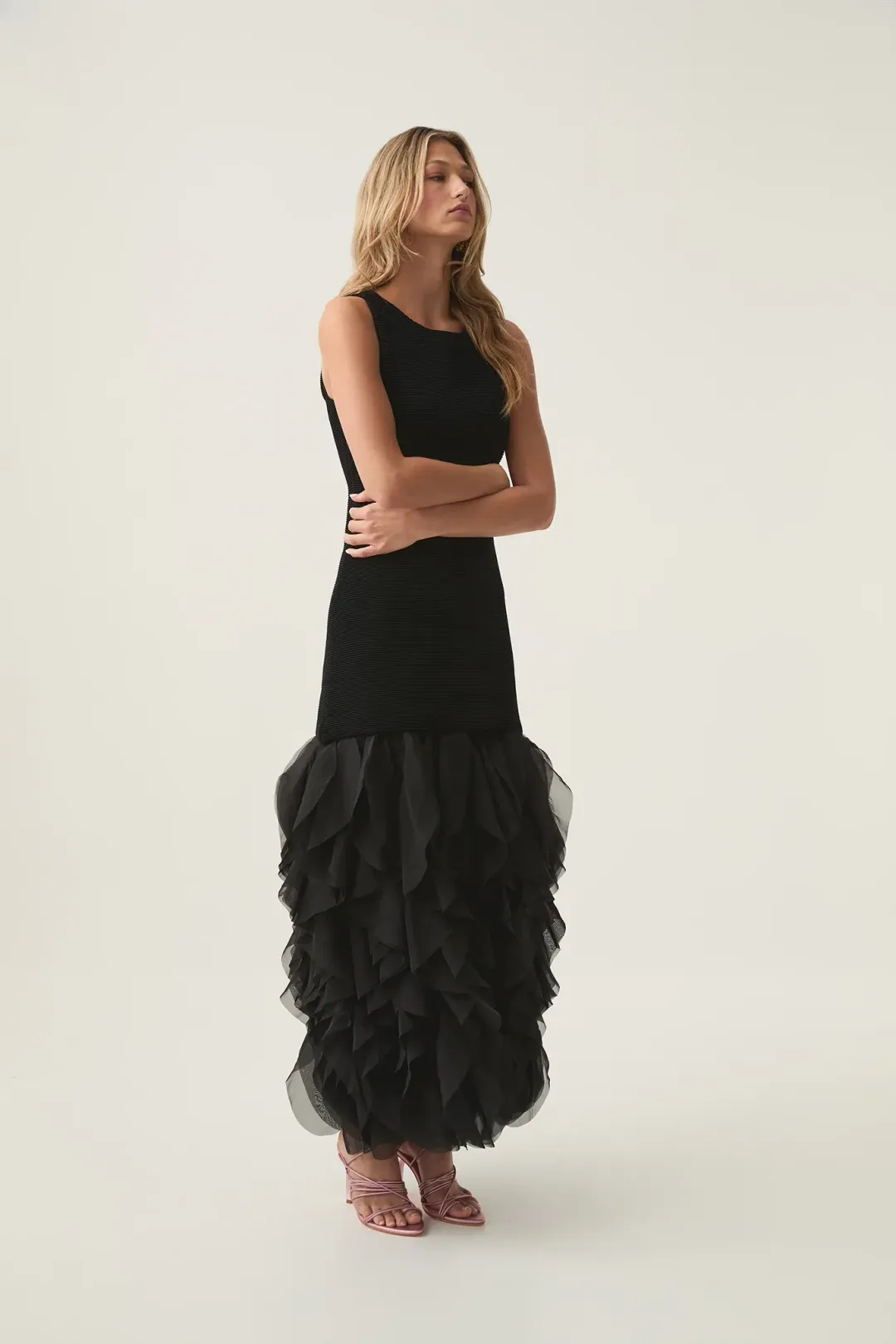 Aje Elations Knit Maxi Dress Black Size 10 for rent on The Volte - main image