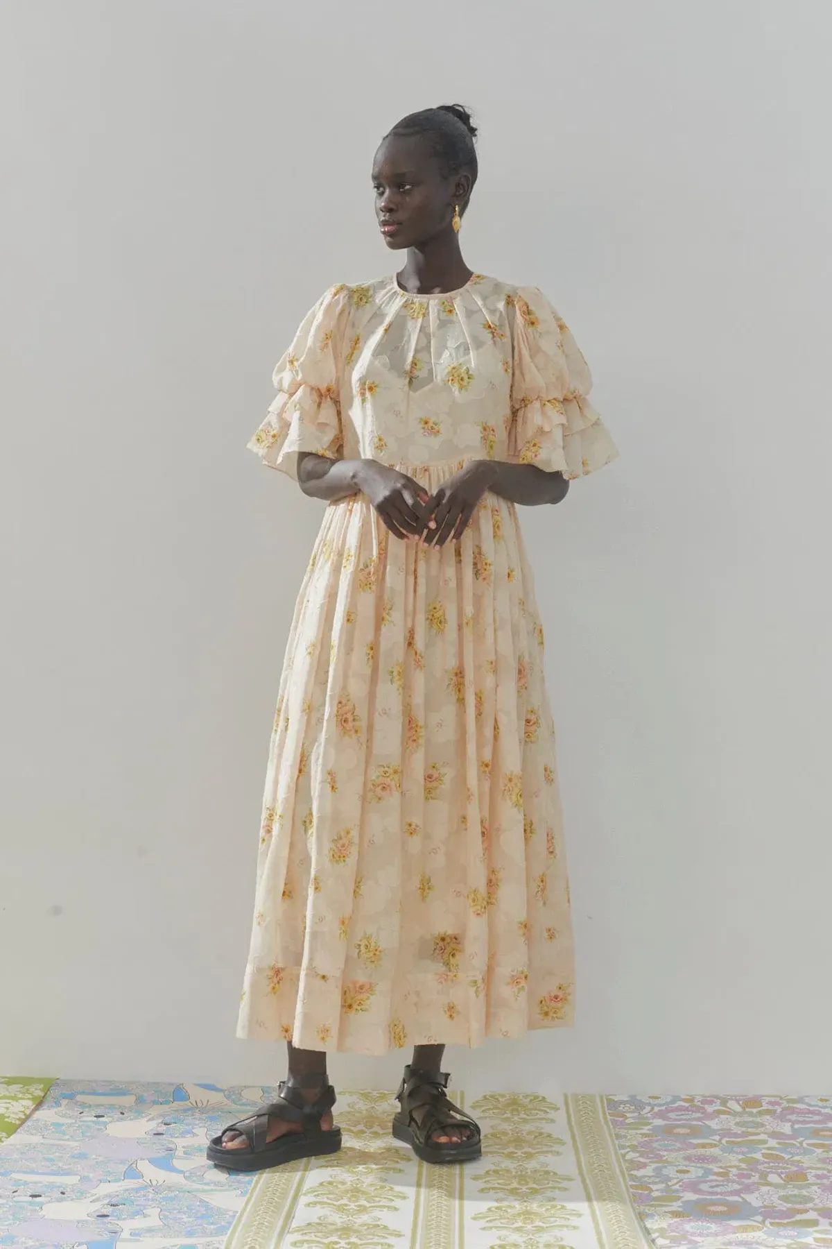 Alémais Clementine Puff Sleeve Midi Dress Size AU 12 - Image 1