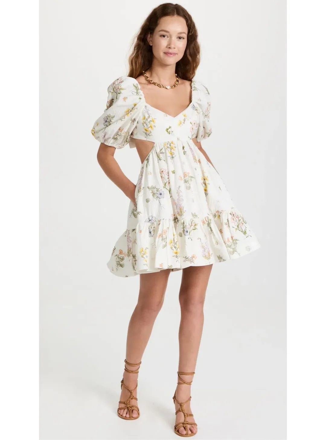 Zimmermann Jeannie Puff Sleeve Mini Dress Bouquet Floral Size 2 / AU 12 for rent on The Volte - main image