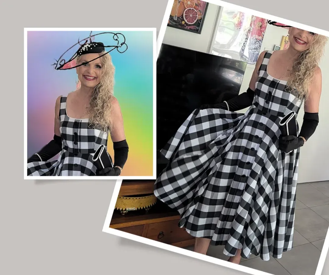 Muse Sleeveless Midi Dress Black and White Size 10 for rent on The Volte - main image