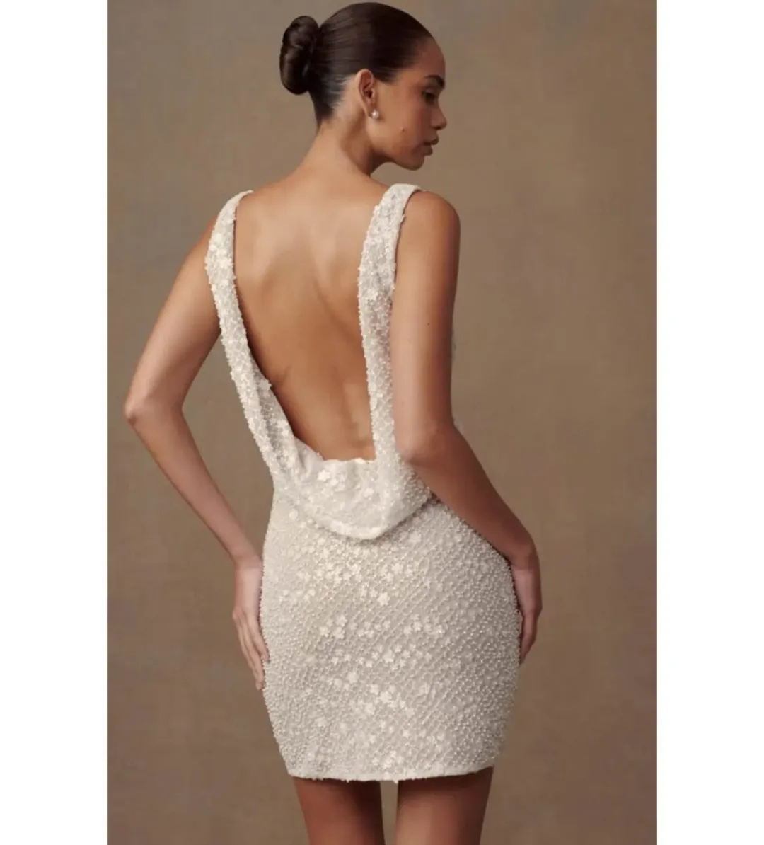 Meshki Louanne Daisy Beaded Mini Dress White AU 18 for rent on The Volte - main image