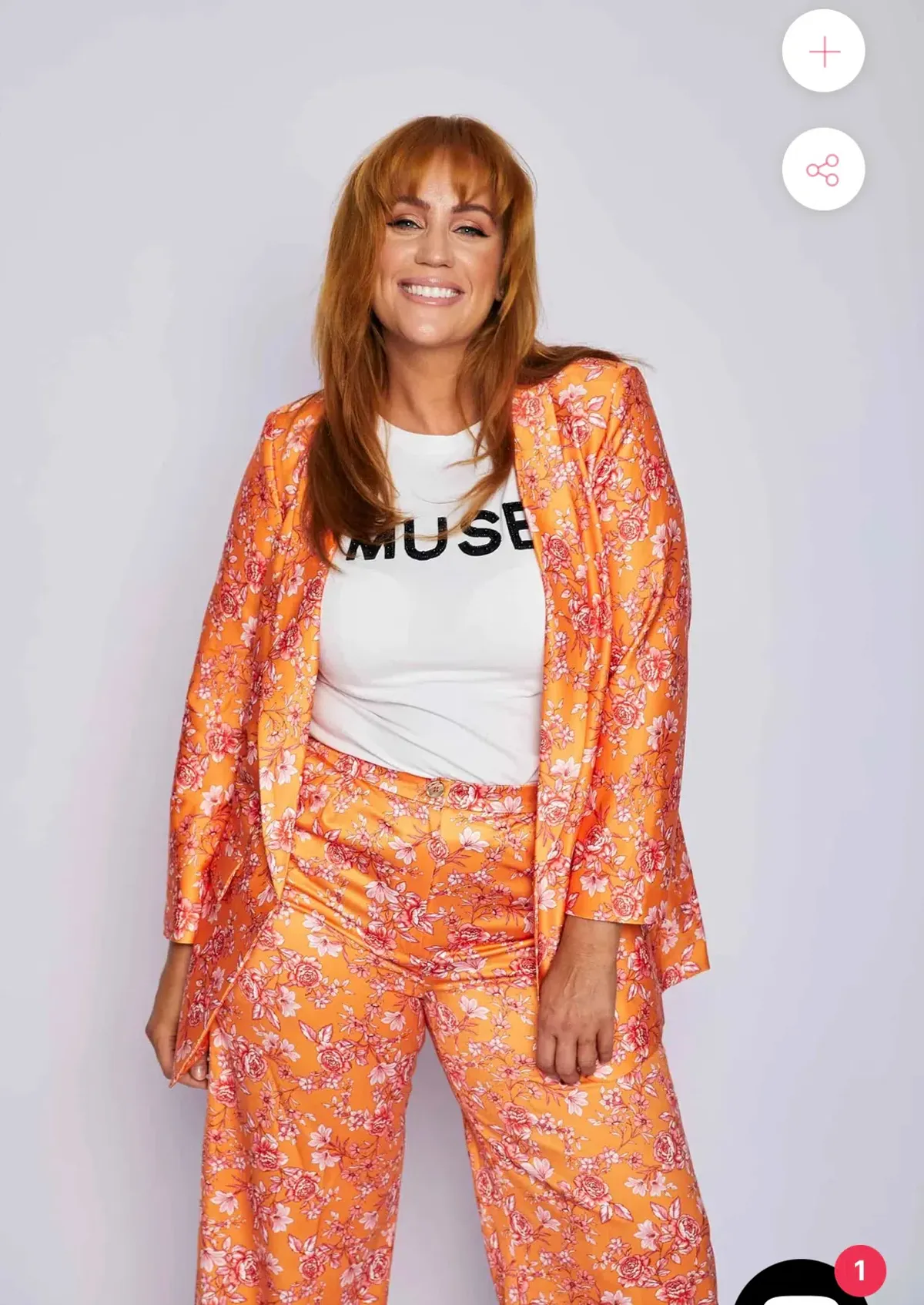 Moira Muse Hepburn Floral Two-Piece Suit Peach Size 14 - Image 3