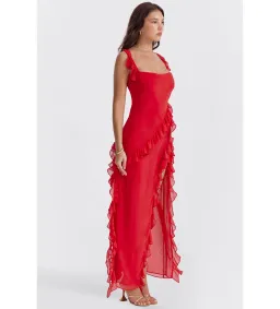 House of CB ARIELA Cherry Ruffle Maxi Dress Red Size 10 for rent on The Volte - image 3