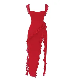 House of CB ARIELA Cherry Ruffle Maxi Dress Red Size 10 for rent on The Volte - image 5